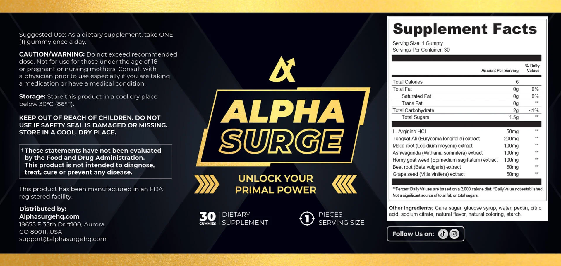 Alpha Surge Product Label
